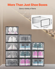 Shoe Storage Boxes, 12 Pack Stackable Shoe Boxes Storage Organizers, Fit up to US Size 11, Plastic Modular V952-KDDBTMKKXHQKKM6V2001V0