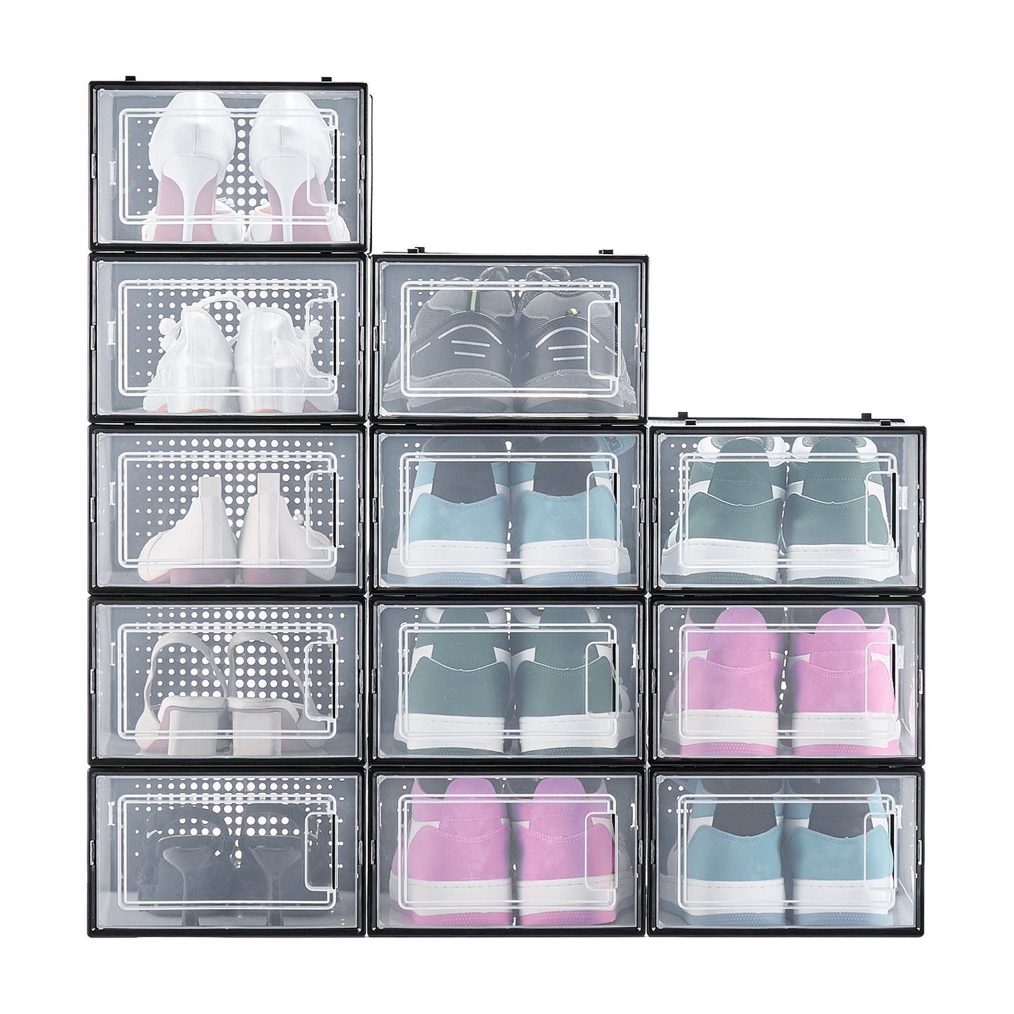 Shoe Storage Boxes, 12 Pack Stackable Shoe Boxes Storage Organizers, Fit up to US Size 11, Plastic Modular V952-KDDBTMKKXHQKKM6V2001V0