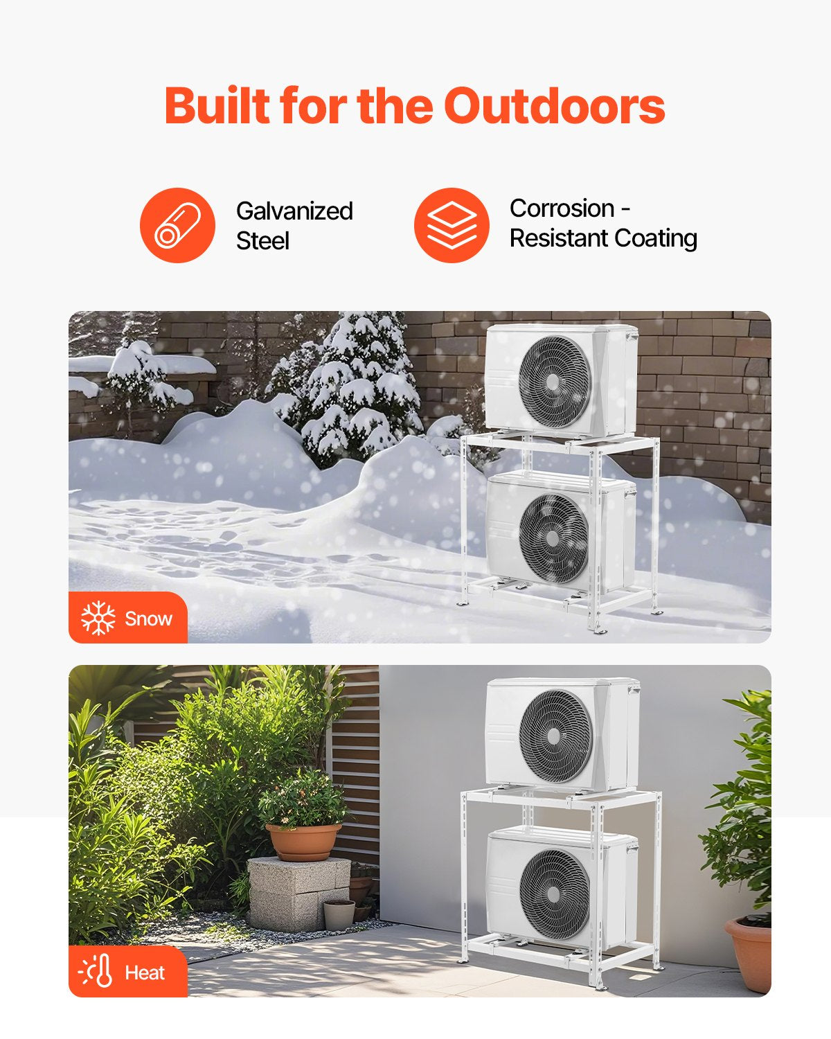 Mini Split Ground Stand, Anti-Vibration Mini Split Stand for 9000-18000 BTU Ductless Air Conditioner Heat V952-KDDMZJSCZJ9022BS6V0