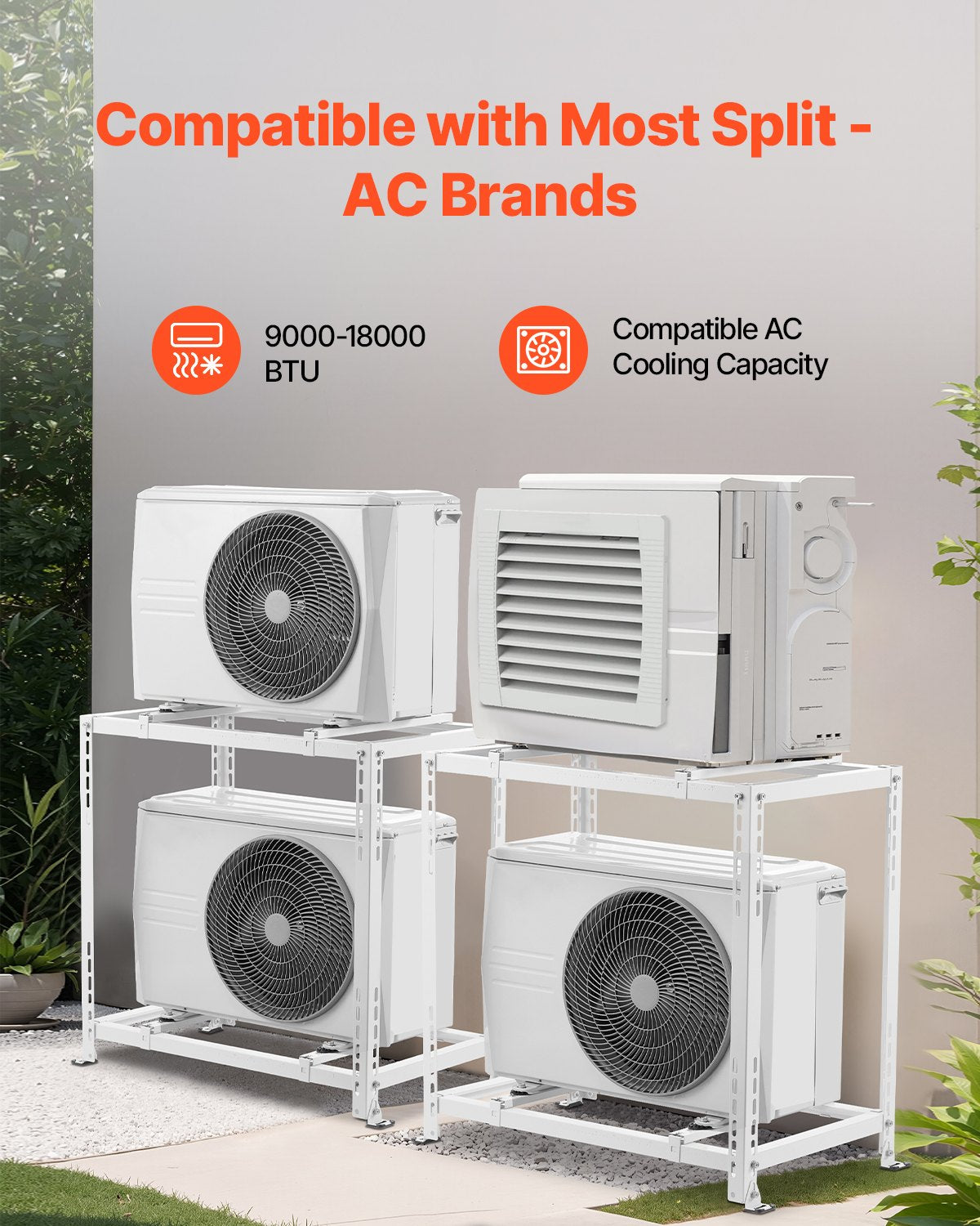 Mini Split Ground Stand, Anti-Vibration Mini Split Stand for 9000-18000 BTU Ductless Air Conditioner Heat V952-KDDMZJSCZJ9022BS6V0