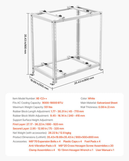 Mini Split Ground Stand, Anti-Vibration Mini Split Stand for 9000-18000 BTU Ductless Air Conditioner Heat V952-KDDMZJSCZJ9022BS6V0