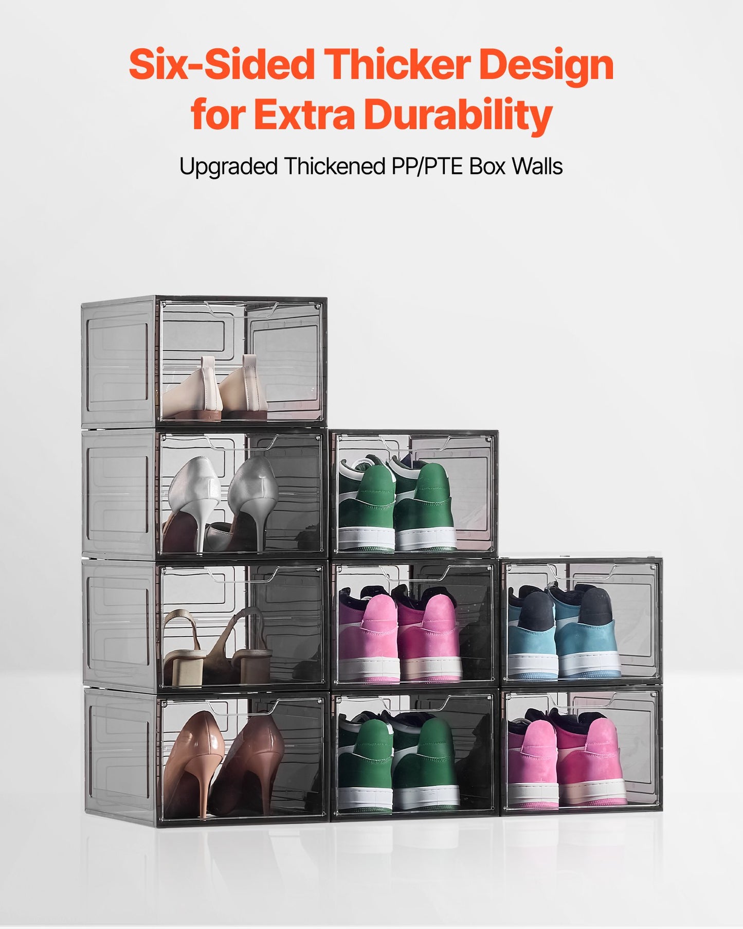 Shoe Storage Boxes, 9 Pack Clear Stackable Shoe Boxes Storage Organizers with Magnetic Door, Fit up to US V952-KDDQTMCXXHQK0RMOI001V0