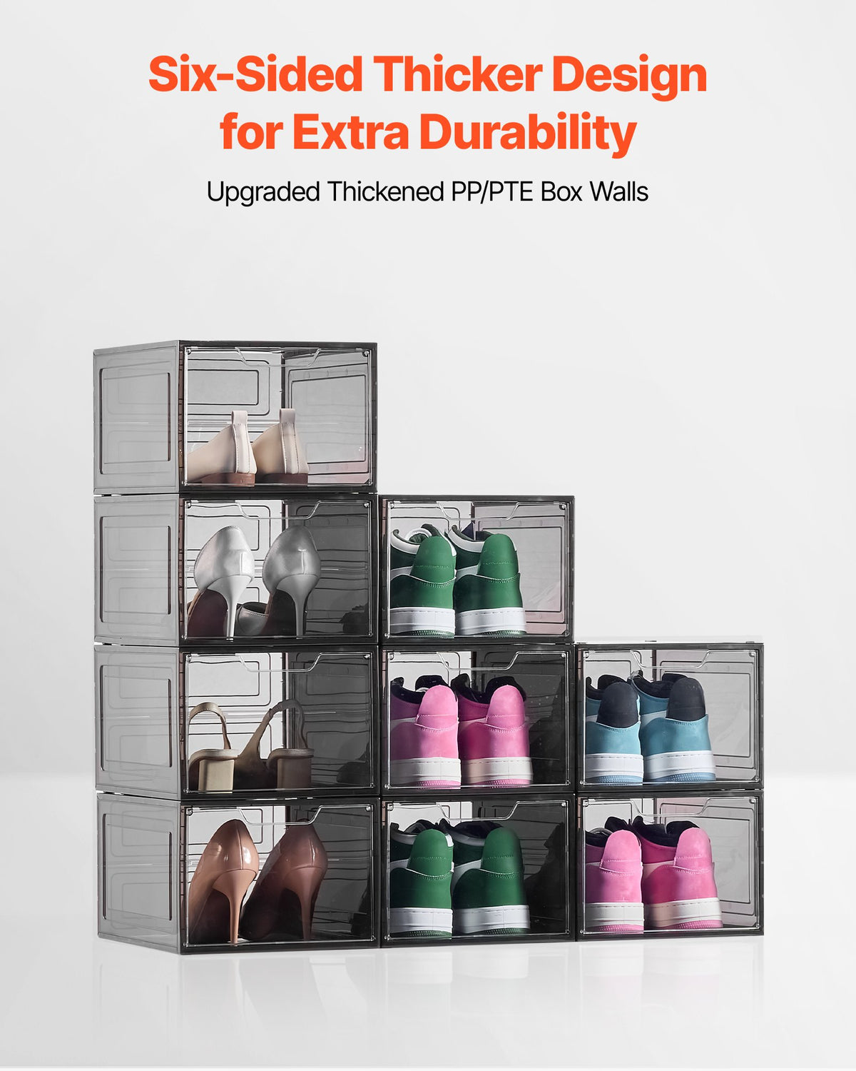 Shoe Storage Boxes, 9 Pack Clear Stackable Shoe Boxes Storage Organizers with Magnetic Door, Fit up to US V952-KDDQTMCXXHQK0RMOI001V0