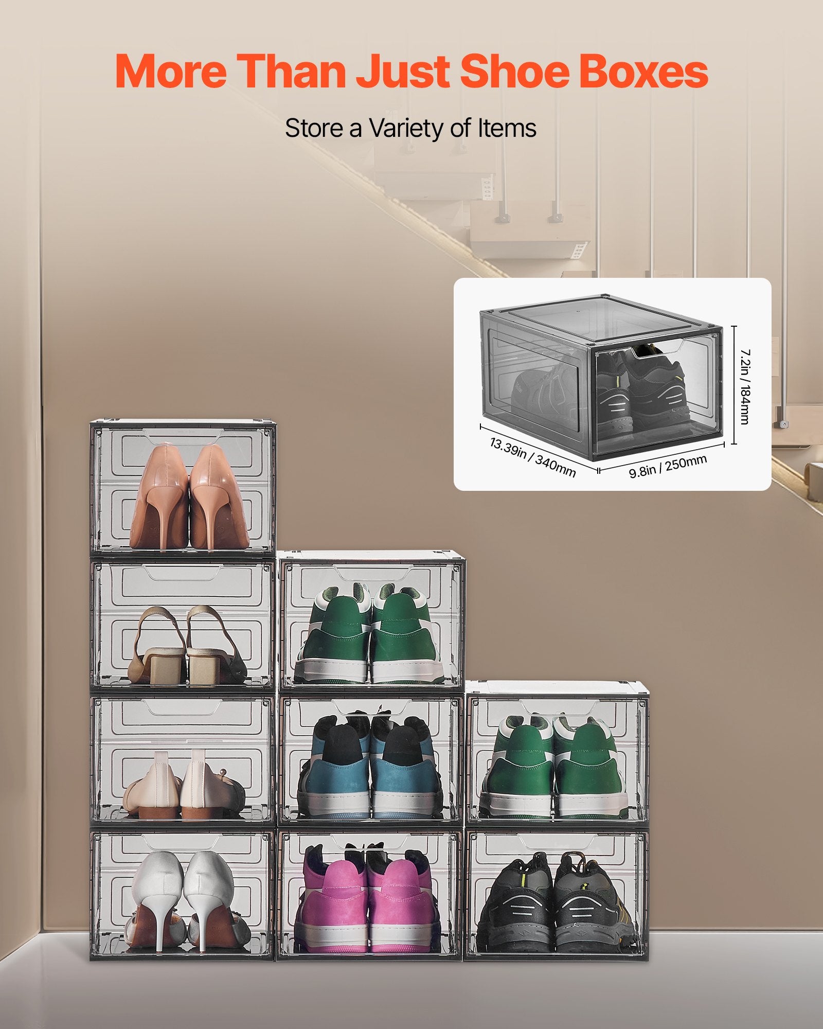 Shoe Storage Boxes, 9 Pack Clear Stackable Shoe Boxes Storage Organizers with Magnetic Door, Fit up to US V952-KDDQTMCXXHQK0RMOI001V0
