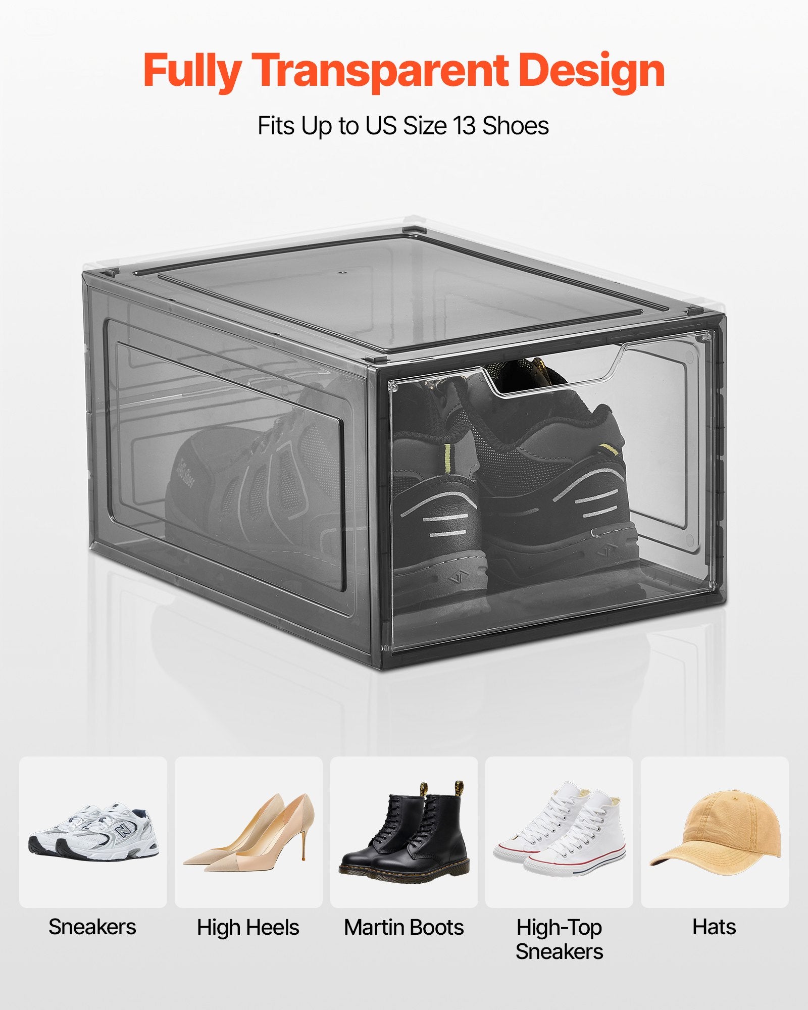 Shoe Storage Boxes, 9 Pack Clear Stackable Shoe Boxes Storage Organizers with Magnetic Door, Fit up to US V952-KDDQTMCXXHQK0RMOI001V0