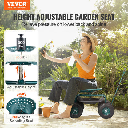 Garden Cart Rolling Workseat with Wheels, Gardening Stool for Planting, 360 Degree Swivel Seat, Wagon Scooter V952-KDJQXKQX0000M1EWPV0