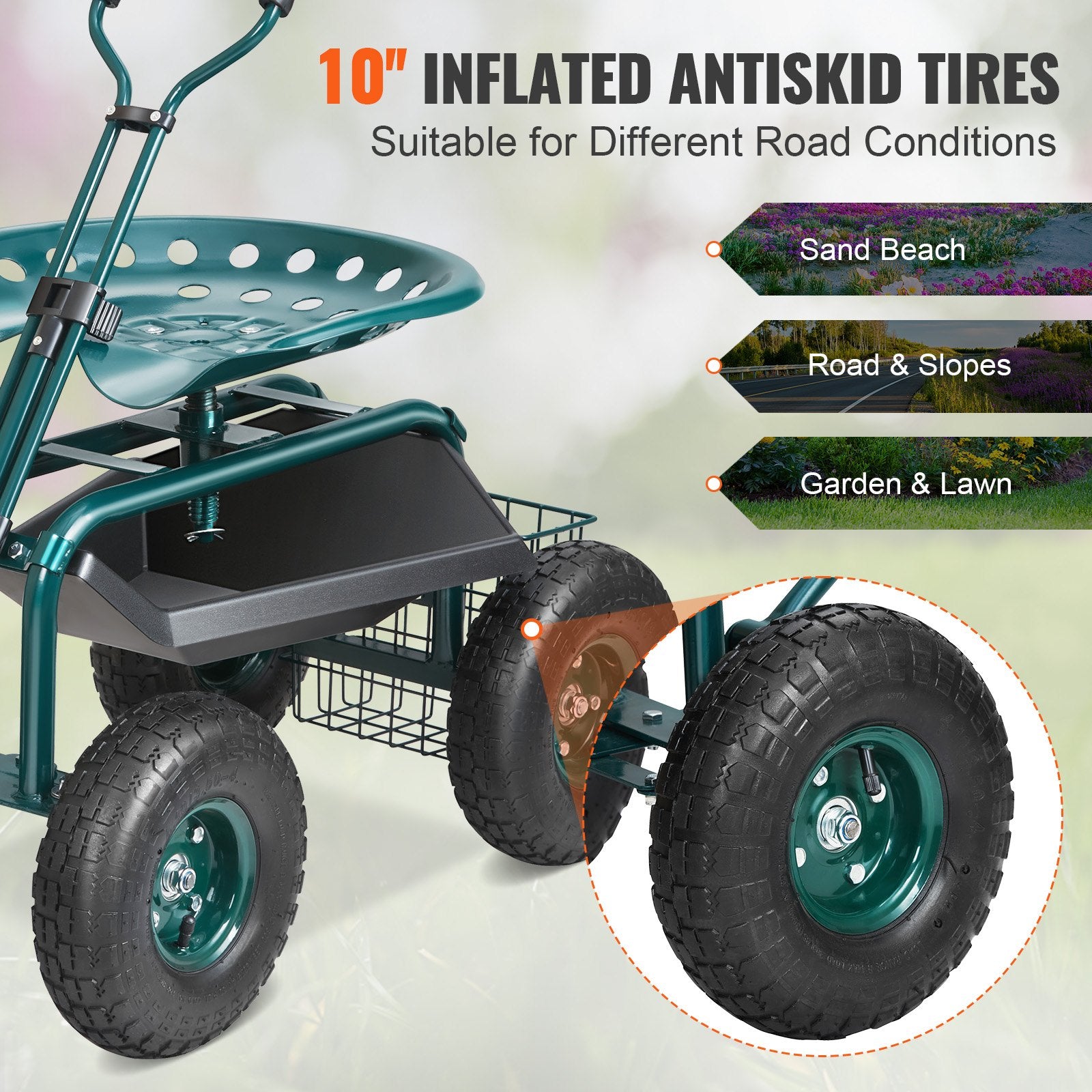 Garden Cart Rolling Workseat with Wheels, Gardening Stool for Planting, 360 Degree Swivel Seat, Wagon Scooter V952-KDJQXKQX0000M1EWPV0