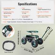 Garden Cart Rolling Workseat with Wheels, Gardening Stool for Planting, 360 Degree Swivel Seat, Wagon Scooter V952-KDJQXKQX0000M1EWPV0