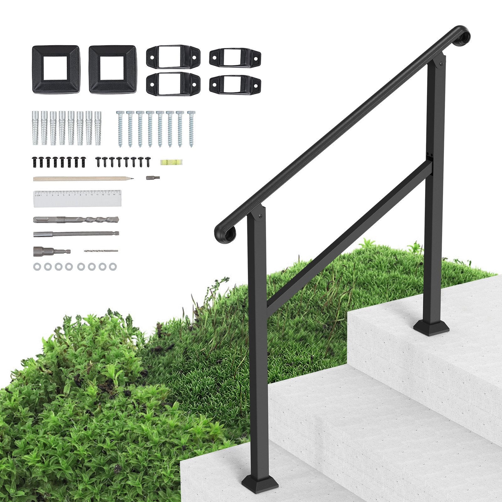 Handrails for Outdoor Steps, 2-3 Step Stair Hand Rail & Indoor Railing Kit, Railings for Outside Steps with V952-KDJSLZFSHSZW9HILGV0