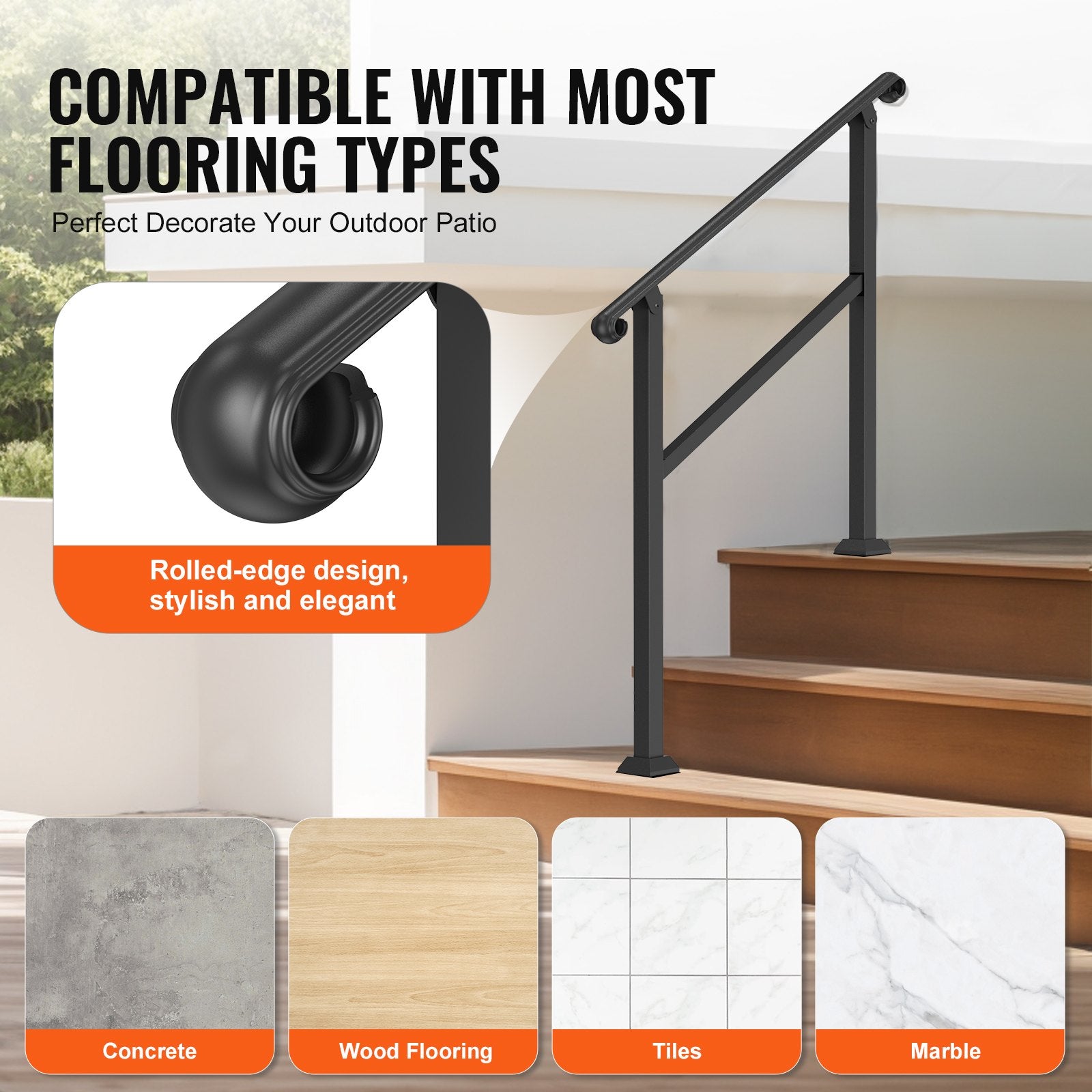 Handrails for Outdoor Steps, 2-3 Step Stair Hand Rail & Indoor Railing Kit, Railings for Outside Steps with V952-KDJSLZFSHSZW9HILGV0