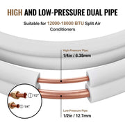 4876.8mm Mini Split Line Set, 6.4 & 12.7mm O.D Copper Pipes Tubing and Triple-Layer Insulation, for Air V952-KDLJGTJ14INCGQZOXV0