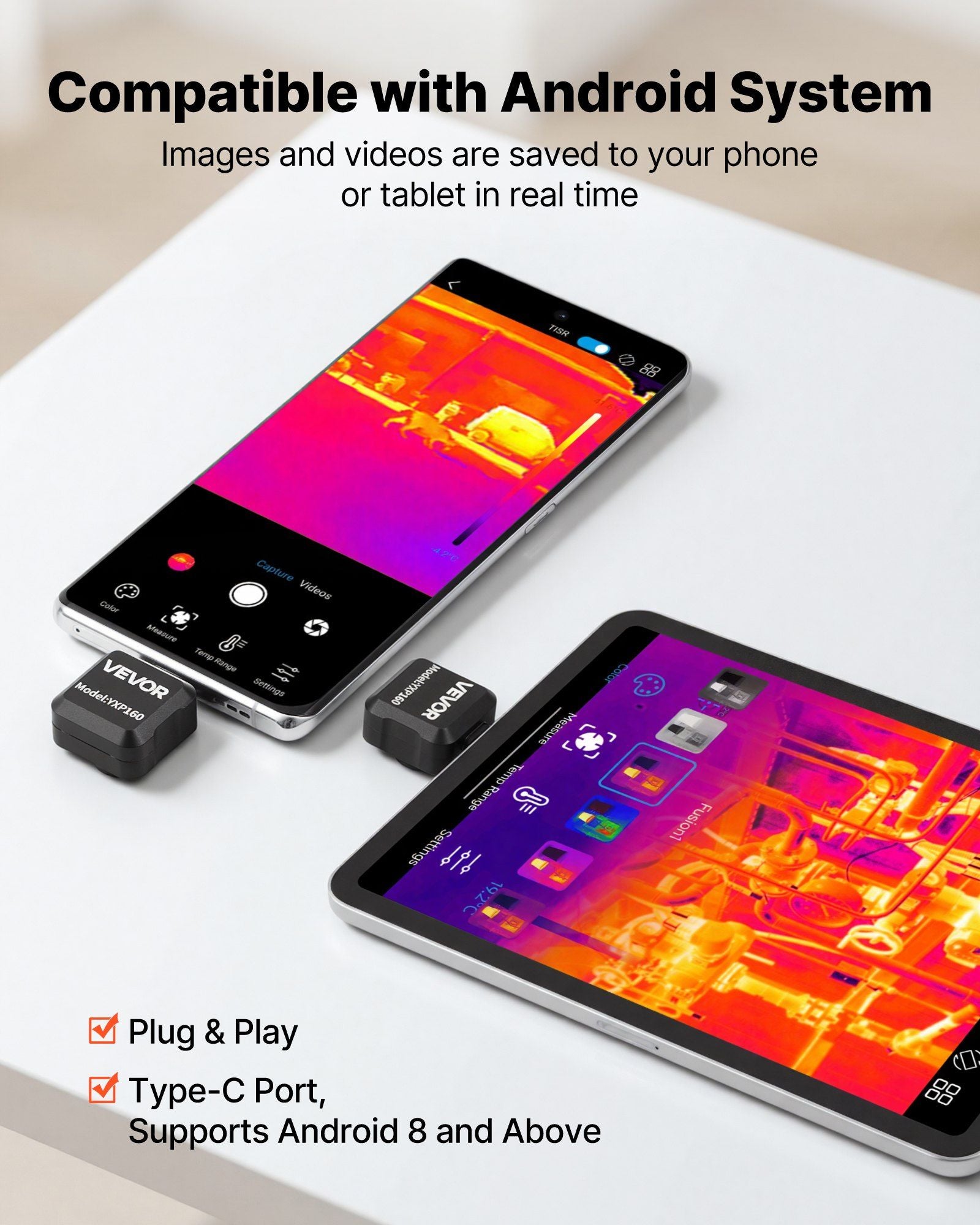 Thermal Imaging Camera for Android, 320 x 240 TISR Super Resolution, 25HZ Refresh Rate Infrared Thermal V952-KDSRCXY1601287R81001V9