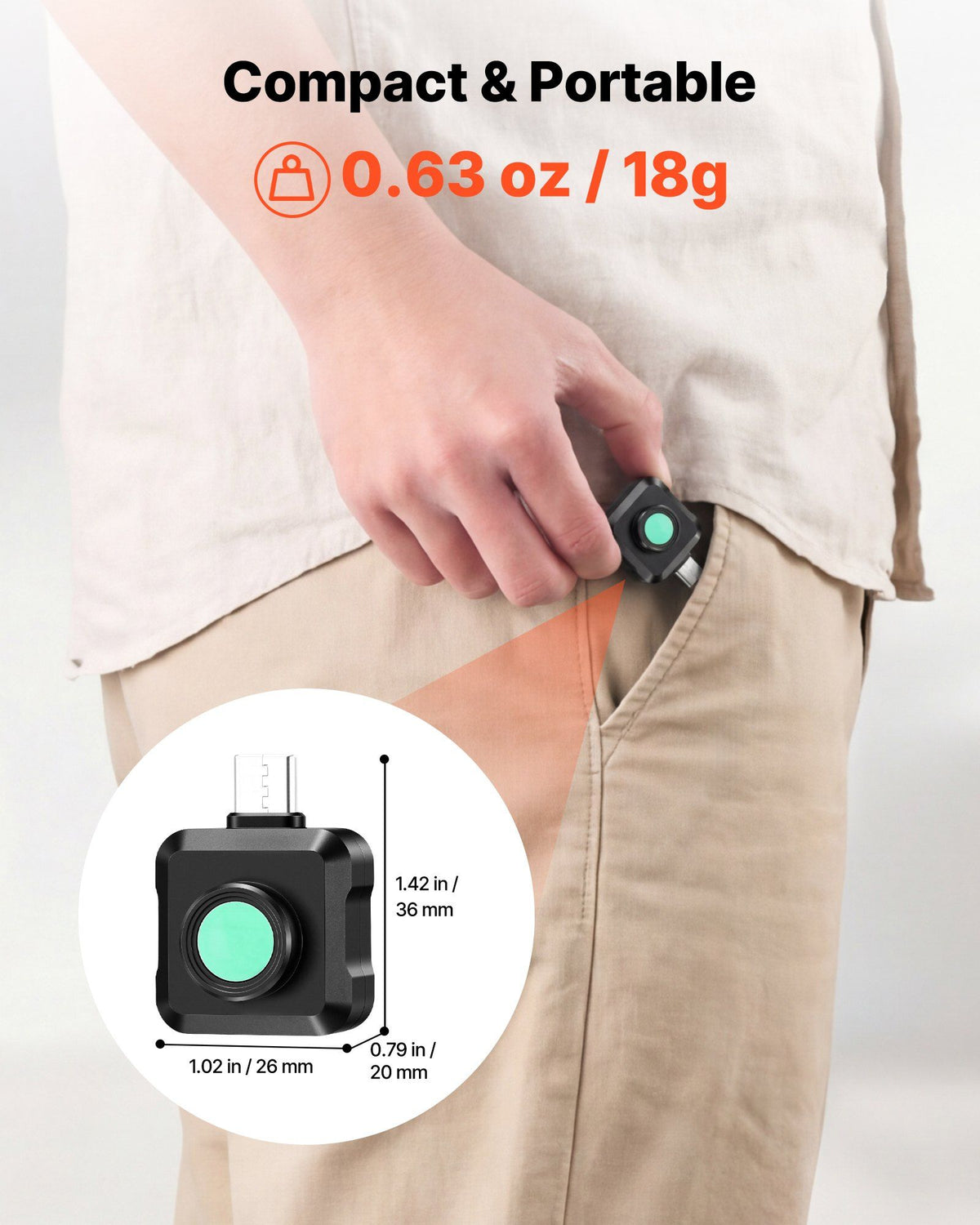 Thermal Imaging Camera for Android, 320 x 240 TISR Super Resolution, 25HZ Refresh Rate Infrared Thermal V952-KDSRCXY1601287R81001V9