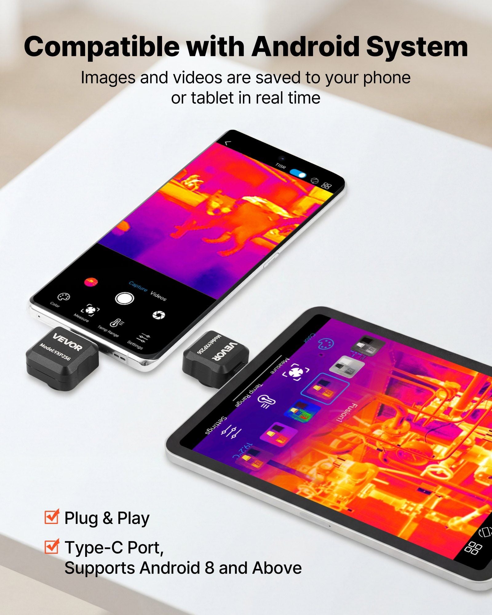 Thermal Imaging Camera for Android, 512 x 384 TISR Super Resolution, 25HZ Refresh Rate Infrared Thermal V952-KDSRCXY256191R3H6001V9
