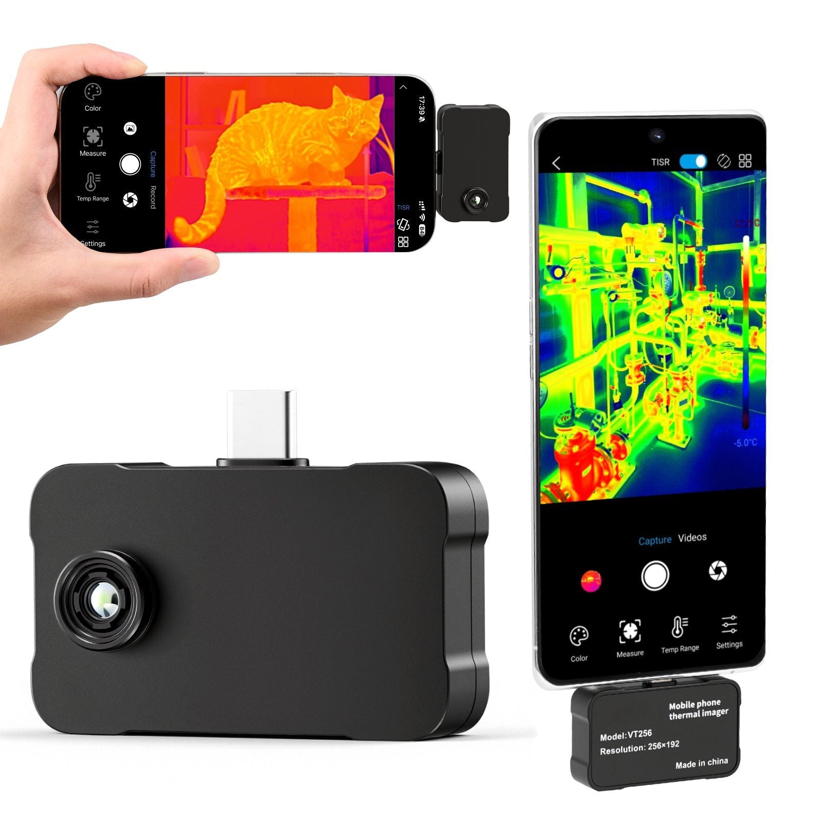 Thermal Imaging Camera for Android & iOS, 512 x 384 Super Resolution, 25HZ Refresh Rate Infrared Thermal V952-KDSRCXY256197A8E3001V9