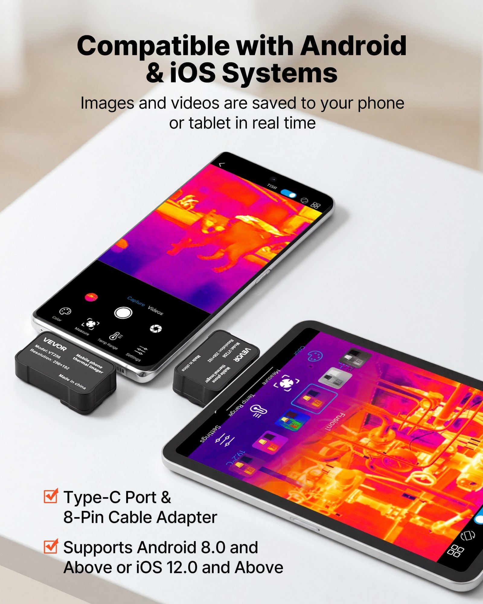 Thermal Imaging Camera for Android & iOS, 512 x 384 Super Resolution, 25HZ Refresh Rate Infrared Thermal V952-KDSRCXY256197A8E3001V9