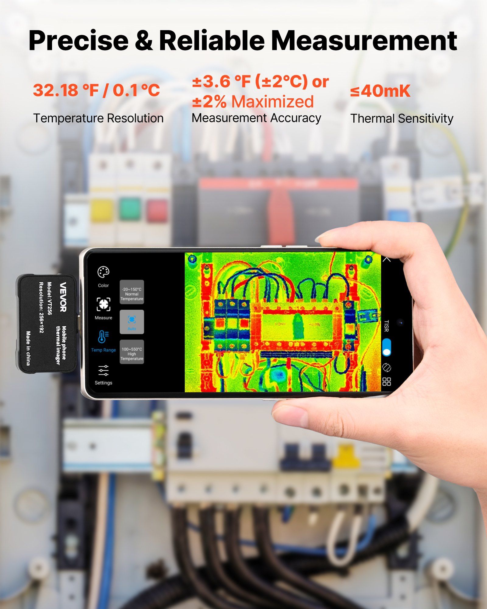 Thermal Imaging Camera for Android & iOS, 512 x 384 Super Resolution, 25HZ Refresh Rate Infrared Thermal V952-KDSRCXY256197A8E3001V9