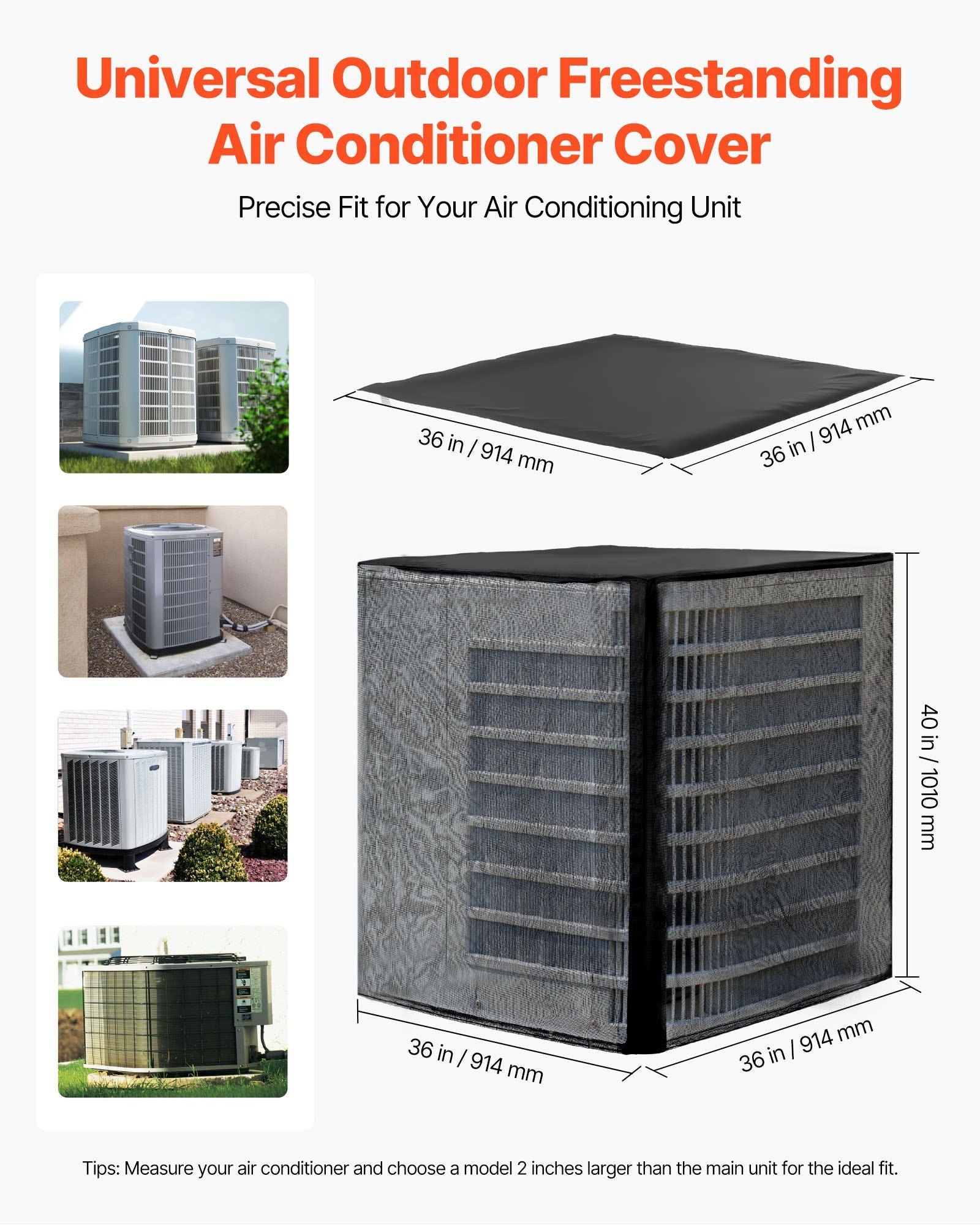 Air Conditioner Cover, 914 x 914 x 1010 mm Ac Cover for Air Conditioning Unit, Dual-Layer, Detachable V952-KDZSWLDSZWZPI34LJ001V0