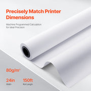 Wide Format Paper, 609.6 mm x 45.7 m Plotter Paper, 4 Rolls CAD Bond Rolls with 50.8 mm Core, 10 KG Plotter V952-KFDYZ2INCH243KB2WV0