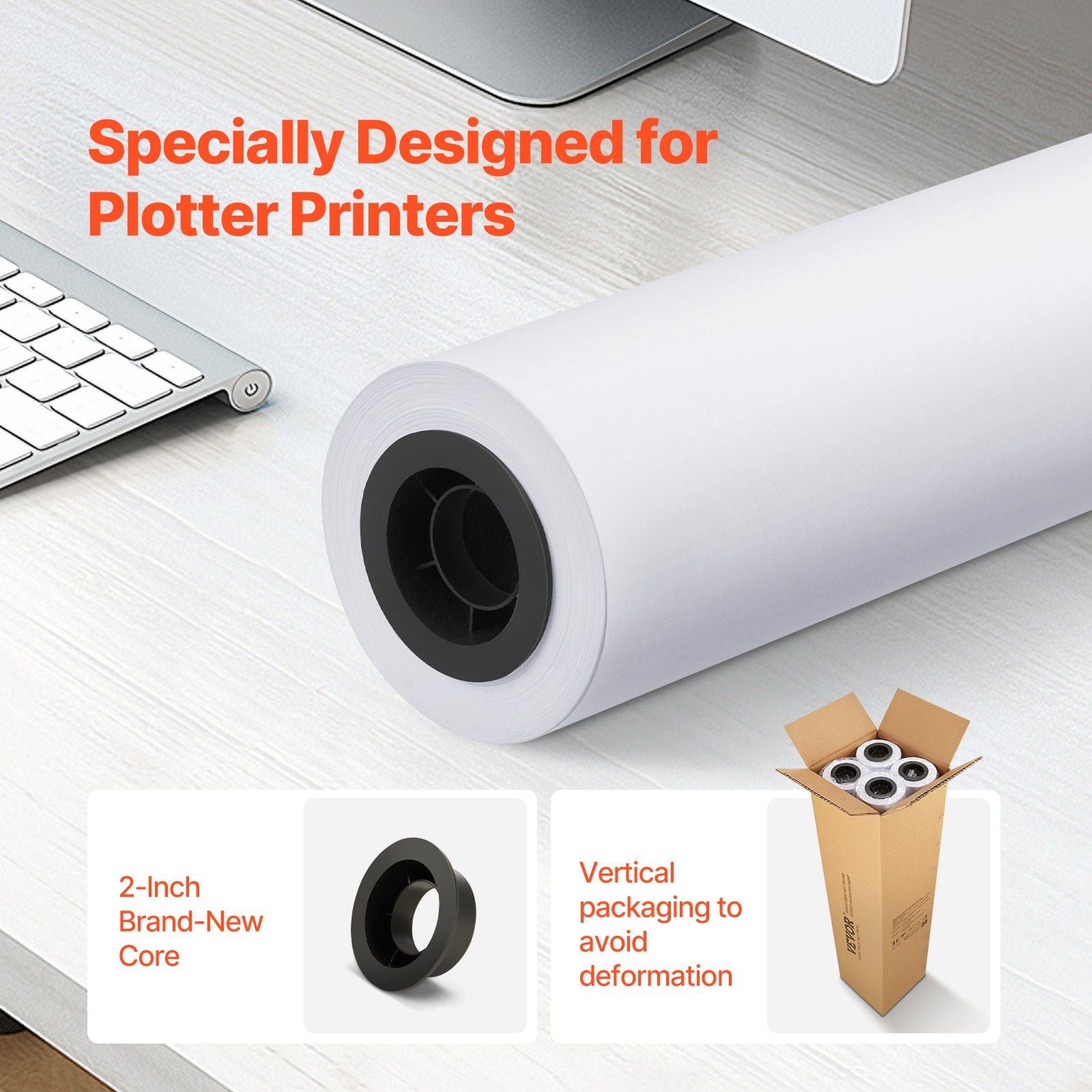 Wide Format Paper, 914.4 mm x 45.7 m Plotter Paper, 4 Rolls CAD Bond Rolls with 50.8 mm Core, 15 KG Plotter V952-KFDYZ2INCH364YY5FV0