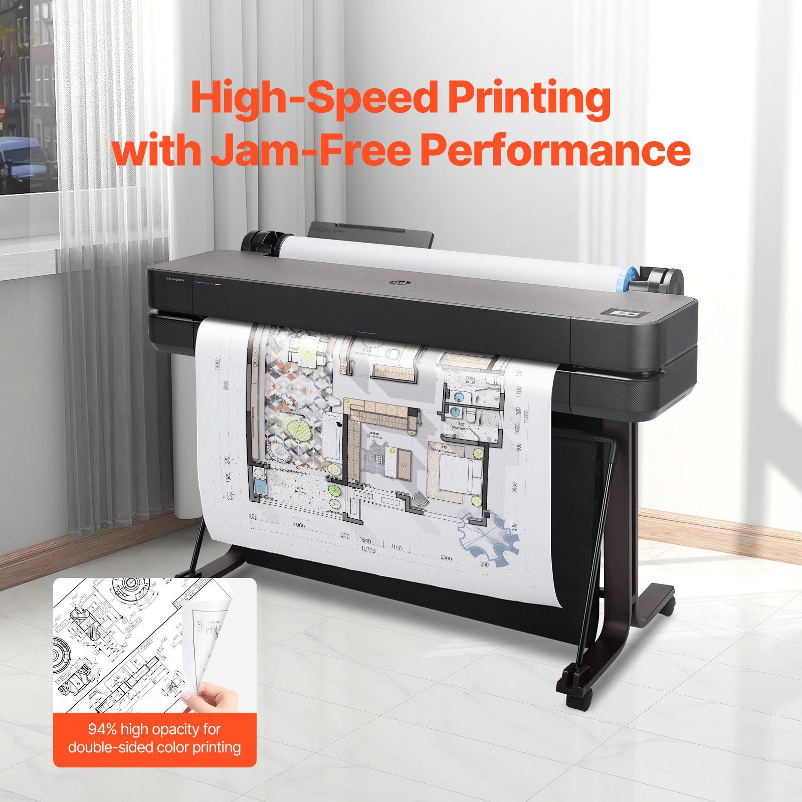 Wide Format Paper, 914.4 mm x 45.7 m Plotter Paper, 4 Rolls CAD Bond Rolls with 50.8 mm Core, 15 KG Plotter V952-KFDYZ2INCH364YY5FV0
