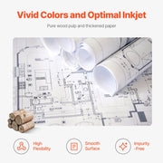 Wide Format Paper, 609.6 mm x 152.4 m Plotter Paper, 2 Rolls CAD Bond Rolls with 76.2 mm Core, 16 KG Plotter V952-KFDYZ3INCH24EICCFV0