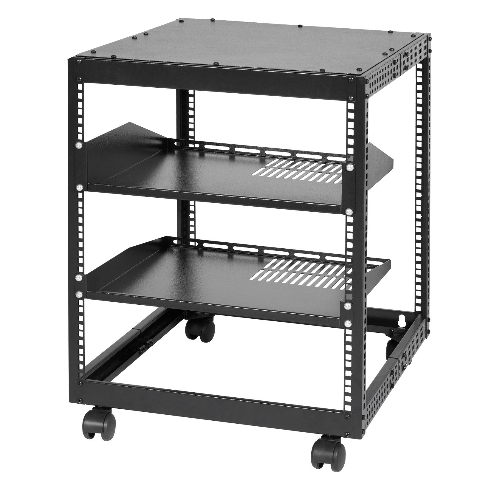 12U Open Frame Server Rack, 15''-40'' Adjustable Depth, Free Standing or Wall Mount Network Server Rack, 4 V952-KFSJJH12U2340SDYTV0