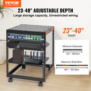 12U Open Frame Server Rack, 15''-40'' Adjustable Depth, Free Standing or Wall Mount Network Server Rack, 4 V952-KFSJJH12U2340SDYTV0