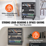 12U Open Frame Server Rack, 15''-40'' Adjustable Depth, Free Standing or Wall Mount Network Server Rack, 4 V952-KFSJJH12U2340SDYTV0