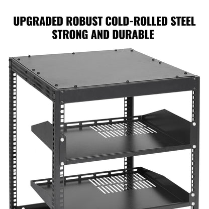 12U Open Frame Server Rack, 15''-40'' Adjustable Depth, Free Standing or Wall Mount Network Server Rack, 4 V952-KFSJJH12U2340SDYTV0