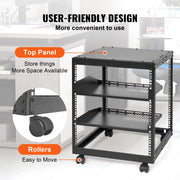 12U Open Frame Server Rack, 15''-40'' Adjustable Depth, Free Standing or Wall Mount Network Server Rack, 4 V952-KFSJJH12U2340SDYTV0
