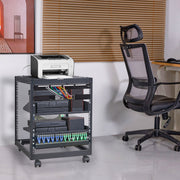 12U Open Frame Server Rack, 15''-40'' Adjustable Depth, Free Standing or Wall Mount Network Server Rack, 4 V952-KFSJJH12U2340SDYTV0