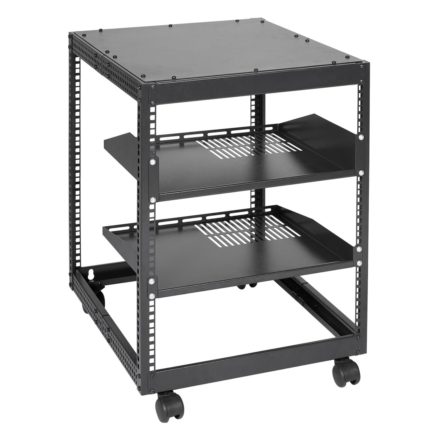 12U Open Frame Server Rack, 15''-40'' Adjustable Depth, Free Standing or Wall Mount Network Server Rack, 4 V952-KFSJJH12U2340SDYTV0