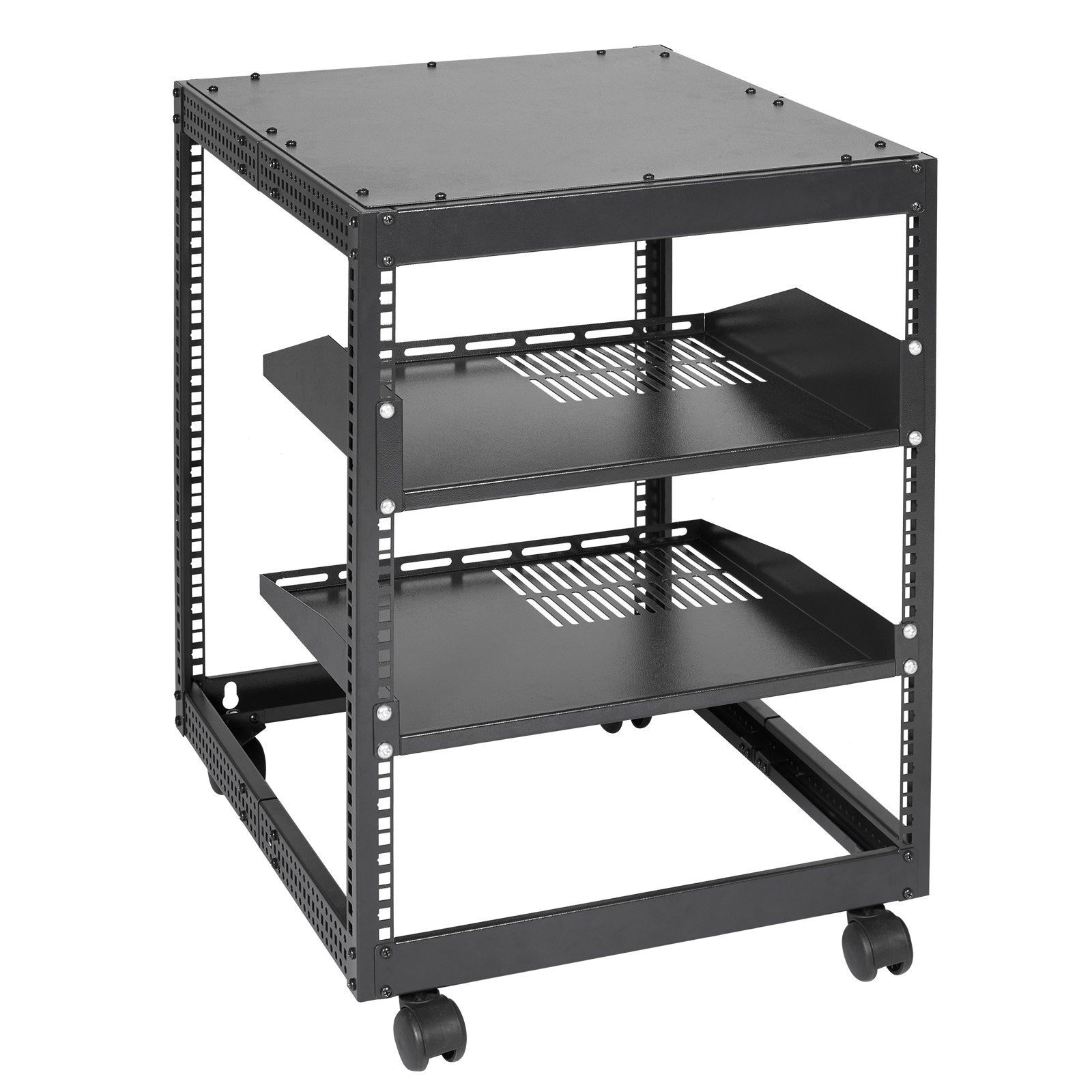 12U Open Frame Server Rack, 15''-40'' Adjustable Depth, Free Standing or Wall Mount Network Server Rack, 4 V952-KFSJJH12U2340SDYTV0