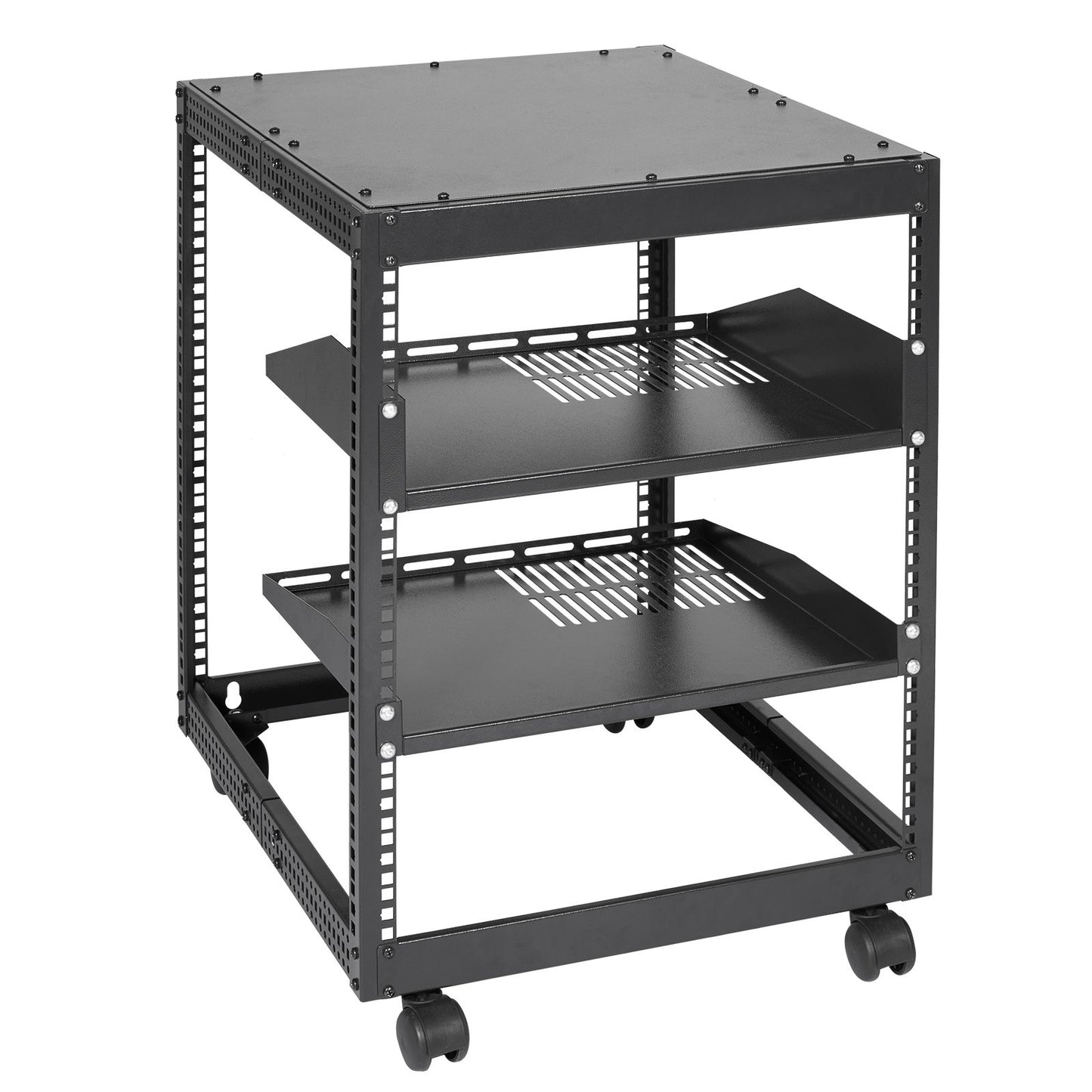 12U Open Frame Server Rack, 15''-40'' Adjustable Depth, Free Standing or Wall Mount Network Server Rack, 4 V952-KFSJJH12U2340SDYTV0