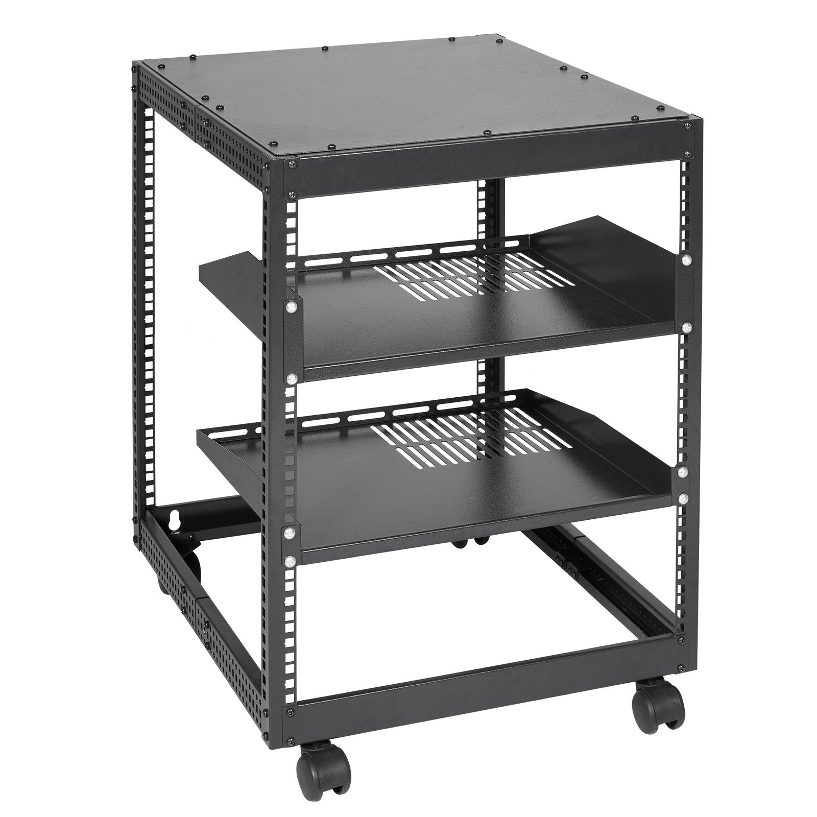 12U Open Frame Server Rack, 15''-40'' Adjustable Depth, Free Standing or Wall Mount Network Server Rack, 4 V952-KFSJJH12U2340SDYTV0