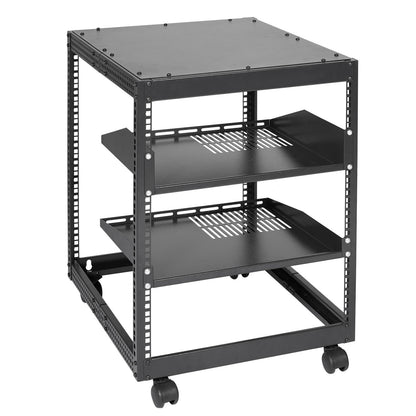 12U Open Frame Server Rack, 15''-40'' Adjustable Depth, Free Standing or Wall Mount Network Server Rack, 4 V952-KFSJJH12U2340SDYTV0