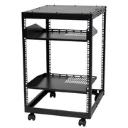 15U Open Frame Server Rack, 23-40 in Adjustable Depth, Free Standing or Wall Mount Network Server Rack, 4 V952-KFSJJH15U2340IWPXV0