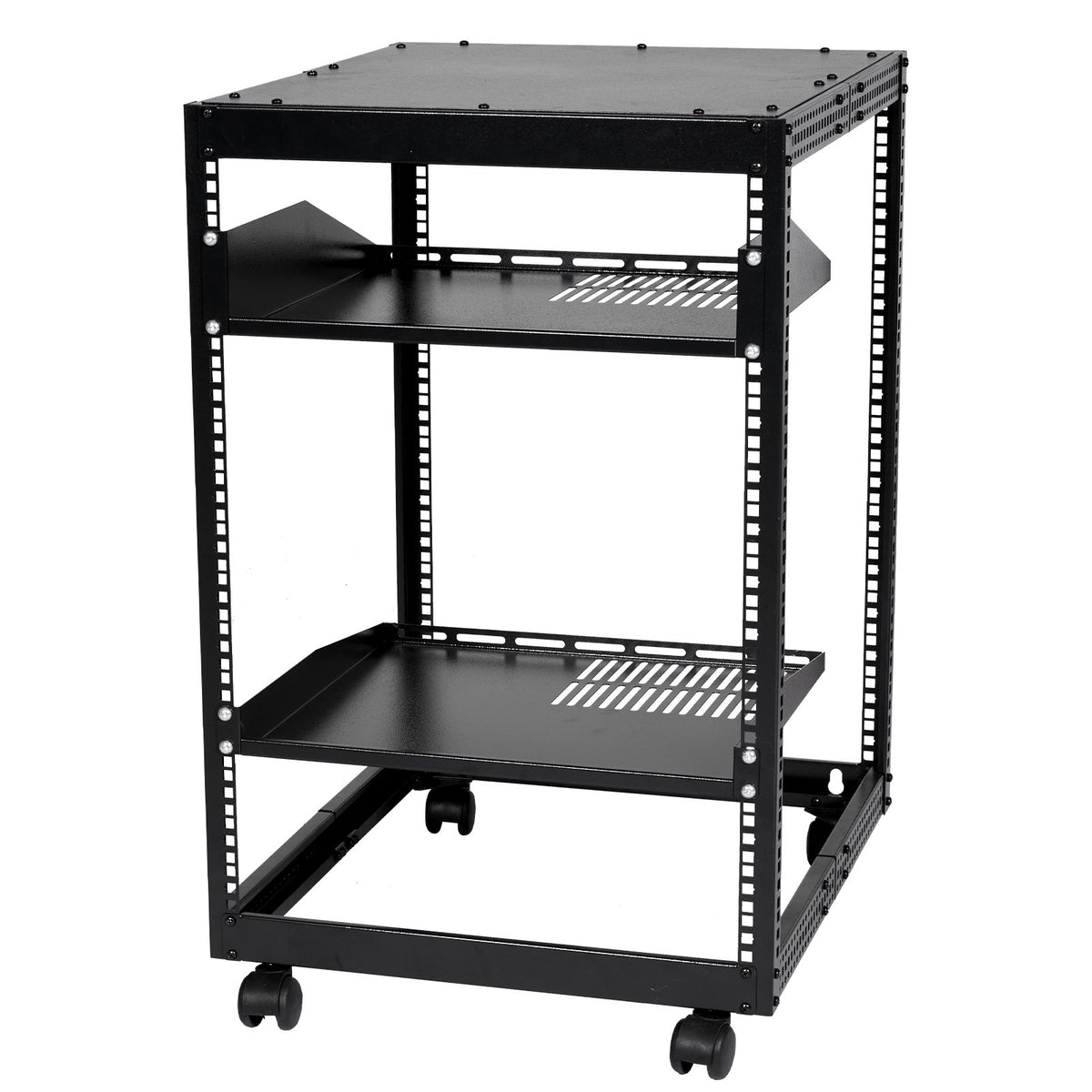 15U Open Frame Server Rack, 23-40 in Adjustable Depth, Free Standing or Wall Mount Network Server Rack, 4 V952-KFSJJH15U2340IWPXV0