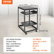 15U Open Frame Server Rack, 23-40 in Adjustable Depth, Free Standing or Wall Mount Network Server Rack, 4 V952-KFSJJH15U2340IWPXV0