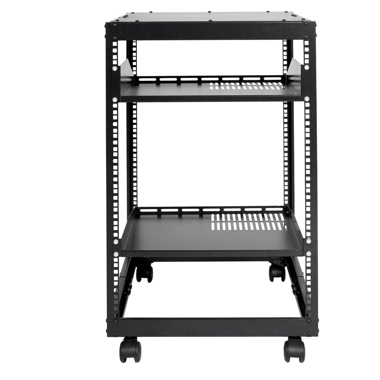 15U Open Frame Server Rack, 23-40 in Adjustable Depth, Free Standing or Wall Mount Network Server Rack, 4 V952-KFSJJH15U2340IWPXV0