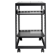 15U Open Frame Server Rack, 23-40 in Adjustable Depth, Free Standing or Wall Mount Network Server Rack, 4 V952-KFSJJH15U2340IWPXV0