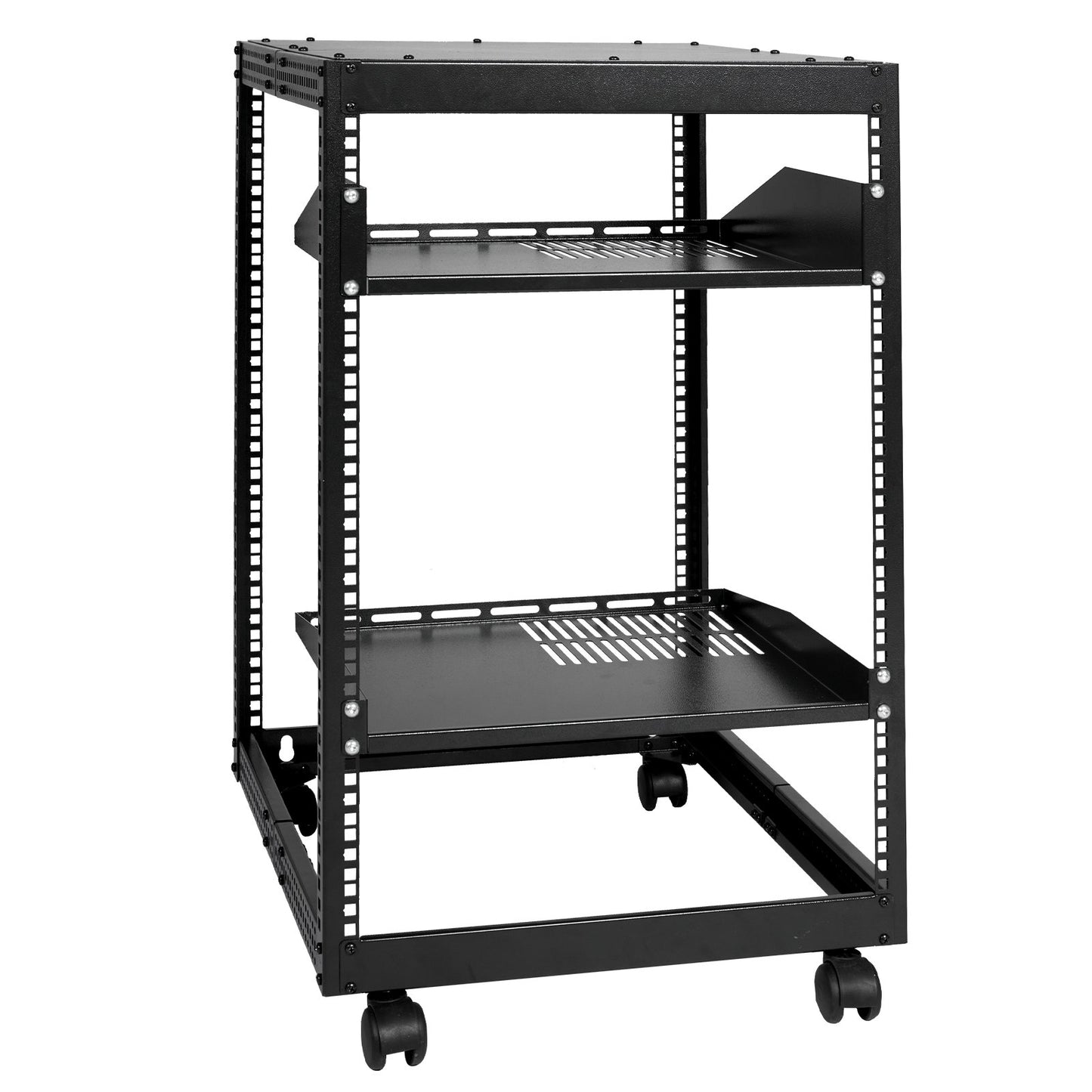 15U Open Frame Server Rack, 23-40 in Adjustable Depth, Free Standing or Wall Mount Network Server Rack, 4 V952-KFSJJH15U2340IWPXV0