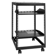 15U Open Frame Server Rack, 23-40 in Adjustable Depth, Free Standing or Wall Mount Network Server Rack, 4 V952-KFSJJH15U2340IWPXV0