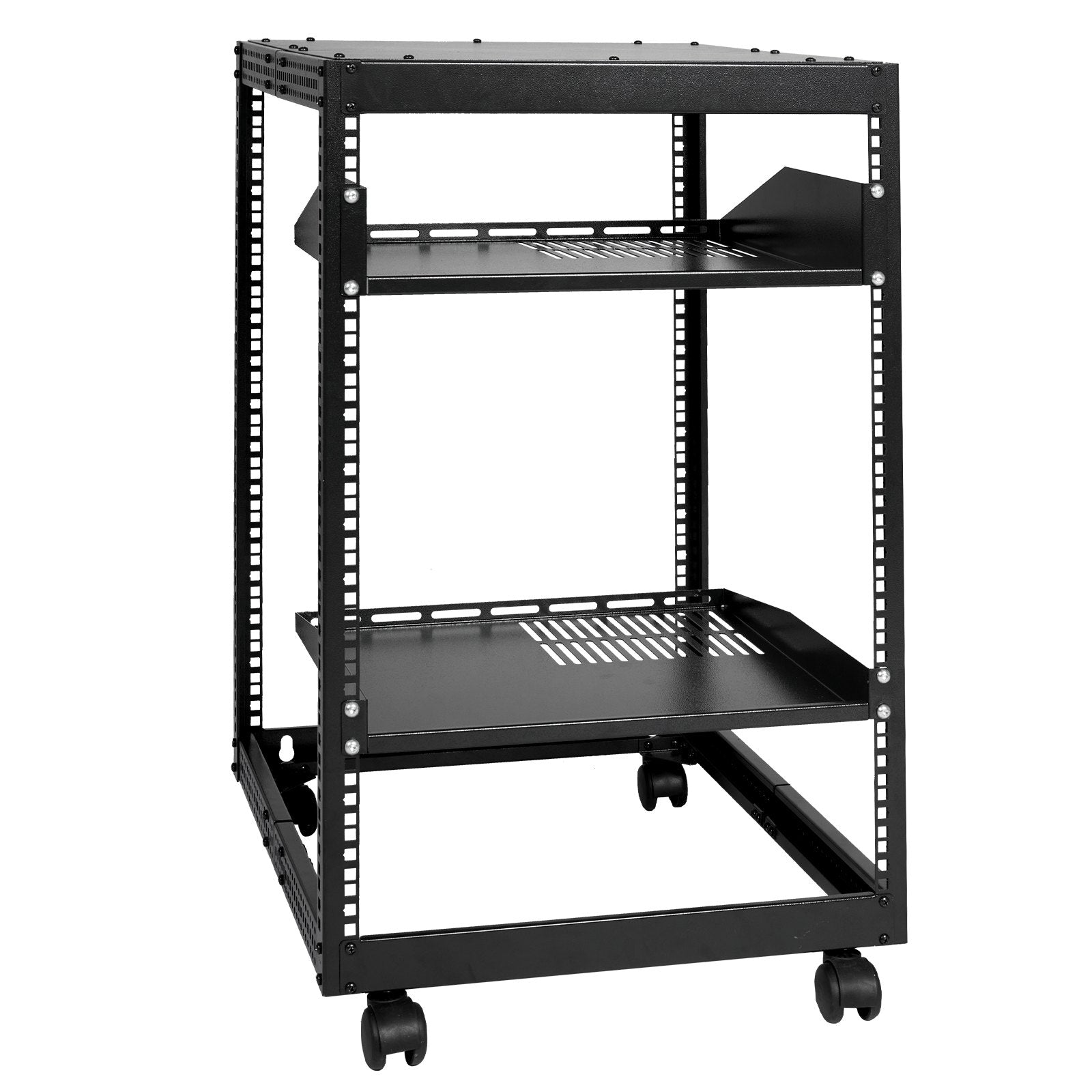 15U Open Frame Server Rack, 23-40 in Adjustable Depth, Free Standing or Wall Mount Network Server Rack, 4 V952-KFSJJH15U2340IWPXV0