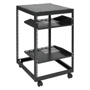 15U Open Frame Server Rack, 23-40 in Adjustable Depth, Free Standing or Wall Mount Network Server Rack, 4 V952-KFSJJH15U2340IWPXV0