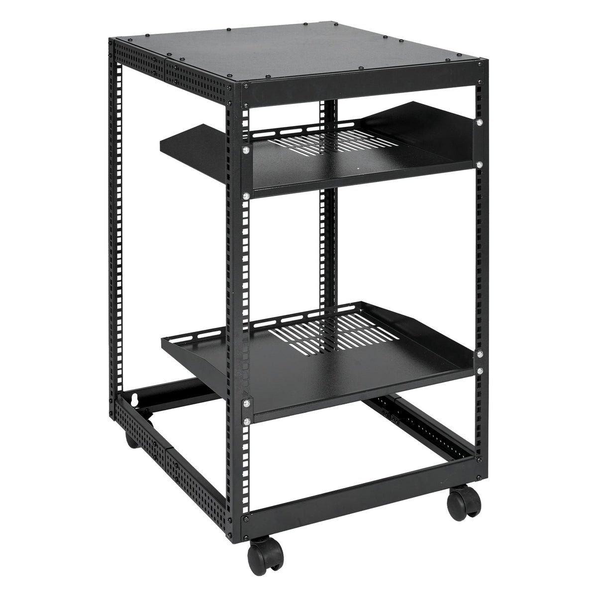 15U Open Frame Server Rack, 23-40 in Adjustable Depth, Free Standing or Wall Mount Network Server Rack, 4 V952-KFSJJH15U2340IWPXV0