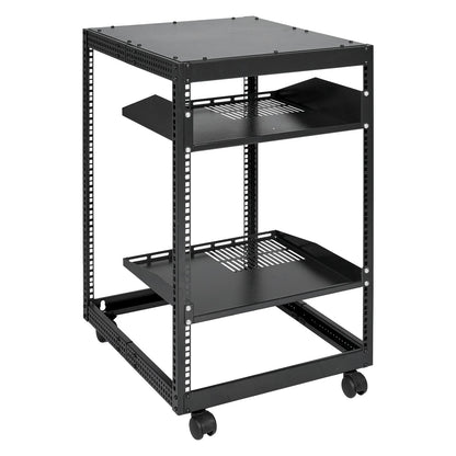 15U Open Frame Server Rack, 23-40 in Adjustable Depth, Free Standing or Wall Mount Network Server Rack, 4 V952-KFSJJH15U2340IWPXV0