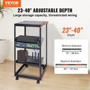 20U Open Frame Server Rack, 15''-40'' Adjustable Depth, Free Standing or Wall Mount Network Server Rack, 4 V952-KFSJJH20U2340PHVWV0