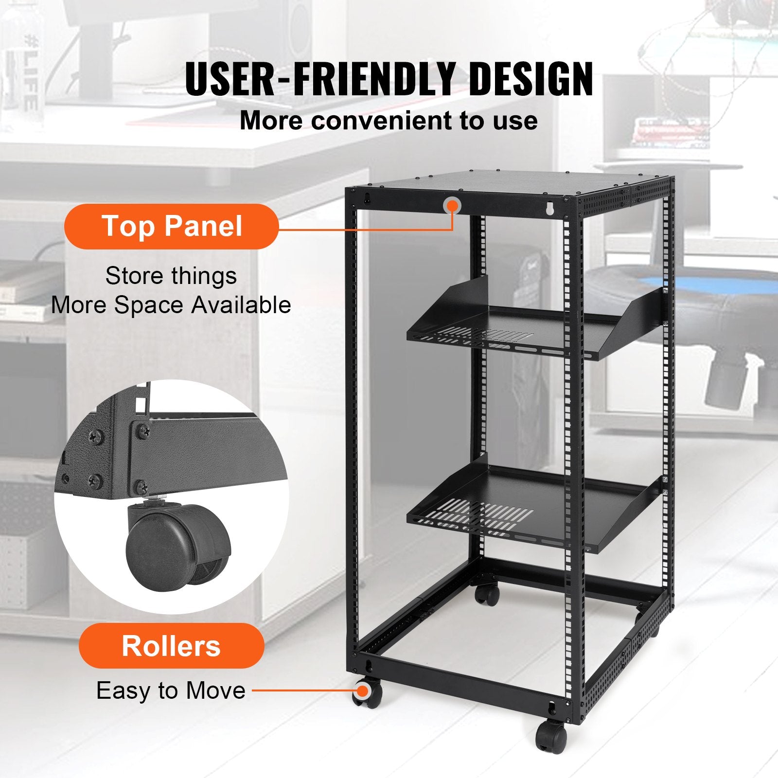 20U Open Frame Server Rack, 15''-40'' Adjustable Depth, Free Standing or Wall Mount Network Server Rack, 4 V952-KFSJJH20U2340PHVWV0